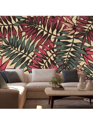 Duvar Kaplama Folyo Kendinden Yapışkanlı Palmiye Yapraklar 50 cm  x 300 cm