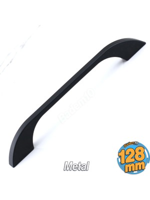 Badem10 Ezgi Metal Siyah Kulp 128 mm Mobilya Çekmece Mutfak Dolabı Dolap Kapak Kulpları Kulb Kulpu 12.8 cm