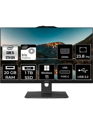 Msı Modern AM242P Intel Core I5 1235U 20GB 1tb SSD 23.8" Fhd W11H All In One Bilgisayar & Per4 USB Bellek 12M1282EUP368