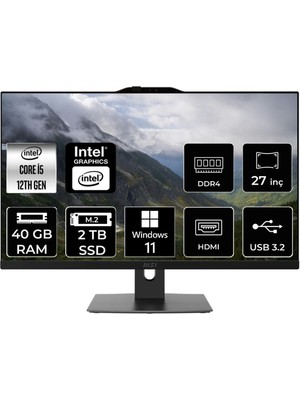Msı Modern AM272P Intel Core I5 1235U 40GB 2tb SSD 27" Fhd W11P All In One Bilgisayar & Per4 USB Bellek 12M861EUP389