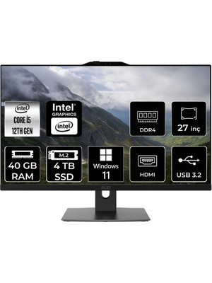 Msı Modern AM272P Intel Core I5 1235U 40GB 4tb SSD 27" Fhd W11H All In One Bilgisayar & Per4 USB Bellek 12M861EUP340