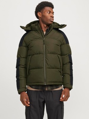 Jack & Jones Erkek Rüzgara Dayanikli Kapüsonlu Puffer Mont - Aero