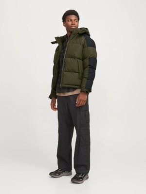 Jack & Jones Erkek Rüzgara Dayanikli Kapüsonlu Puffer Mont - Aero