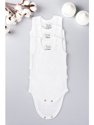 Pinuptex® 3'lü Bebek Zıbın Seti 100% Pamuklu Ribana Çıtçıtlı Atlet, Body Zıbın Unisex (3 Adet)