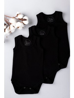 Pinuptex® 3'lü Bebek Zıbın Seti 100% Pamuklu Ribana Çıtçıtlı Atlet, Body Zıbın Unisex (3 Adet)