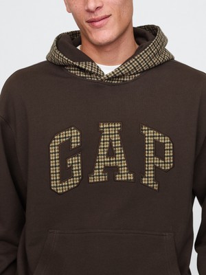 Gap Erkek Kahverengi Gap Logo Houndstooth Desenli Sweatshirt