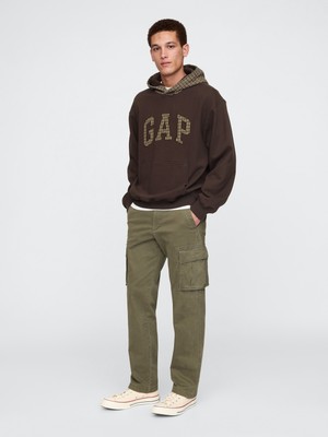 Gap Erkek Kahverengi Gap Logo Houndstooth Desenli Sweatshirt