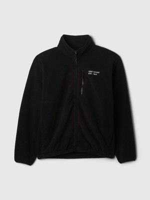 Erkek Siyah Gap Logo Arctic Fleece Fermuarlı Ceket