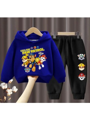 Kids Face Özel Tasarım Kapüşonlu Paw Patrol Baskılı Şardonlu Kışlık Erkek Çocuk Eşofman Takımı