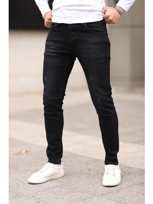 Erkek Jean Slim Fit Dar Paça Likralı Esnek Kot Pantolon