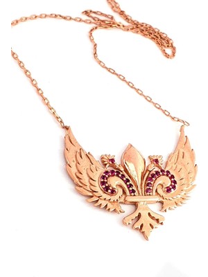Ose Shop Pembe Zirkon Taşlı 925ayar Gümüş Rose Melek Kanadı Kolye