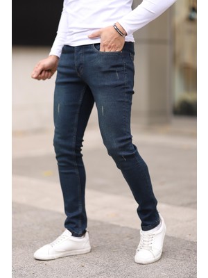 Erkek Jean Slim Fit Dar Paça Likralı Esnek Kot Pantolon