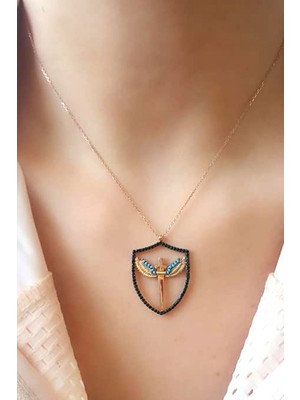Melek Kanadı Figurlu Gümüş Rose Trend Kolye
