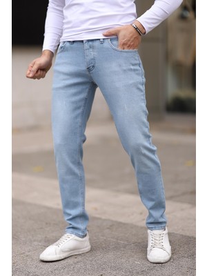 Erkek Jean Slim Fit Dar Paça Likralı Esnek Kot Pantolon