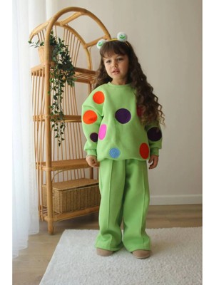 Çocuk Dünyası Ankara Renkli Benekli Detaylı Kız Çocuk Tarz Eşofman Takımı