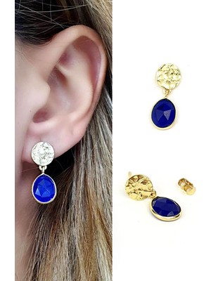 Ose Shop Lapis taşlı 925ayar gümüş tasarım gümüş üzerine altın kaplama küpe