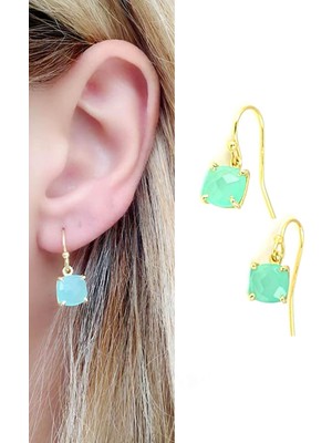 Ose Shop kalsedon taşlı 925ayar gümüş üzerine altın kaplama tasarım küpe