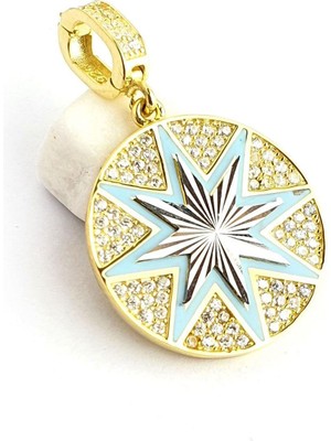 Mineli 925AYAR Gümüş Üzerine Altın Kaplama Zirkon Taş Detaylı Luxury Tasarım Trend Kolye Ucu