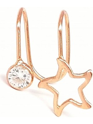 Ose Shop Deniz Yıldızı Figürlü Gümüş Rose Kıkırdak Küpesi