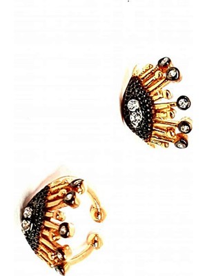 Ose Shop Elmas İşçiliğinde Oniks Taşlı Gümüş Kıkırdak Küpesi