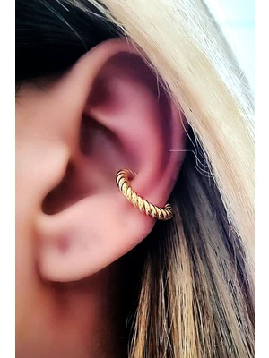 Ose Shop Gümüş üzerine altın kaplama burgu sıkıştırmalı kıkırdak küpesi