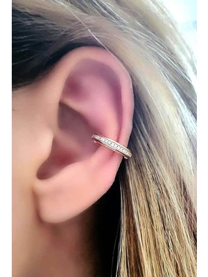 Ose Shop pırlanta ışıltısında zirkon taşlı gümüş sıkıştırmalı kıkırdak küpesi