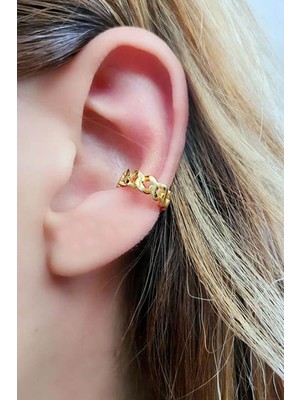 Ose Shop 925 ayar gümüş altın sıkıştırmalı kıkırdak küpesi