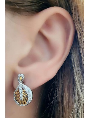 Ose Shop altın işçiliğinde zirkon taşli gümüş küpe