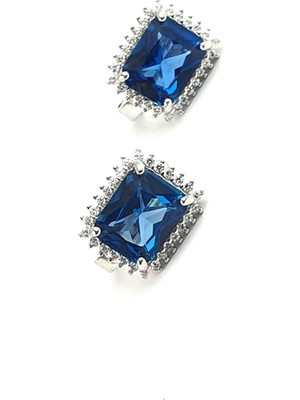 Ose Shop Sky Diamond Blue Creative Sapphire 925ayar Gümüş Lüks Küpe