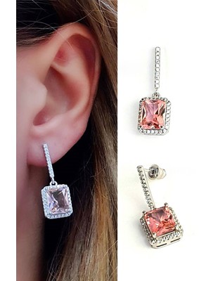 Ose Shop Sky Diamond Pink Morganit Taşlı 925 Ayar Gümüş Lüks Küpe