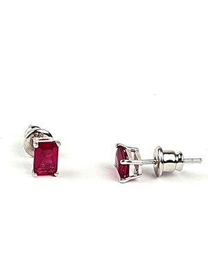 Ose Shop Skydiamond Red Creative Rubies 925 Ayar Gümüş Baget Küpe