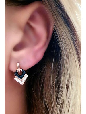 Ose Shop Mineli gümüş rose tasarım küpe