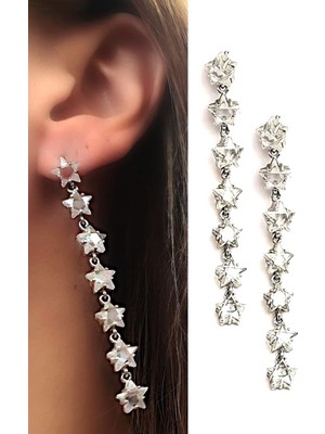 Ose Shop yıldız figürlü zirkon taşlı gümüş modern küpe