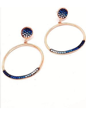 Ose Shop gümüş üzerine rose altın kaplama trend küpe