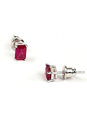 Ose Shop Sky Diamond Red Creative Rubies 925AYAR Gümüş Minimal Küpe