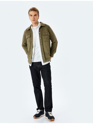 Koton Kapaklı Cep Detaylı Regular Fit Suni Süet Gömlek Ceket