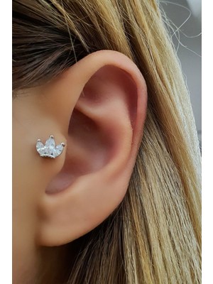 Ose Shop Taç Figürlü 925AYAR Gümüş Tragus Kıkırdak Piercing