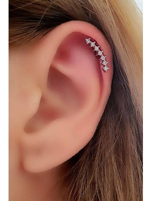 Ose Shop 7 Sıra Tasli Zirkon 316L Cerrahi Anti Alerjik Celik Tragus Veya Kikirdak Helix Piercing  Bar Uzunluk 6mm Kalinlik 1mm 1.2 mm