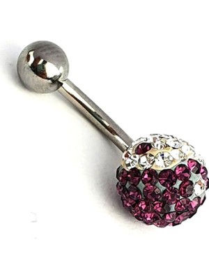 Ose Shop Mor Beyaz Swarovski Taşlı Çelik Birliği Yin Yang Göbek Piercing