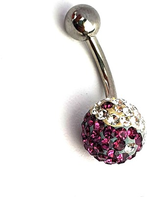 Ose Shop Mor Beyaz Swarovski Taşlı Çelik Birliği Yin Yang Göbek Piercing