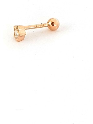 Ose Shop Zirkon Taşlı 925AYAR Gümüş Rose Yıldız Tragus Tek Piercing