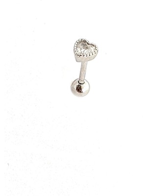 Ose Shop Zirkon Taş Detaylı Kalp Figürlü 925AYAR Gümüş Tragus Helix Kikirdak Piercing