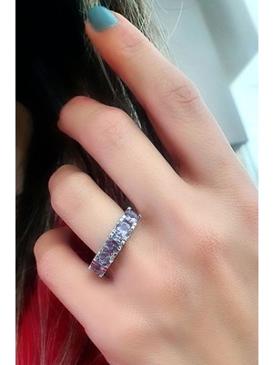 Sky Diamond Purple Aleksandrit Taşlı 925AYAR Gümüş Beş Taş Yüzük