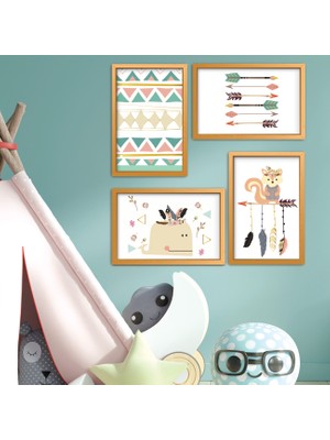 HET Concept Çerçeve Ahşap Set Bebek Çocuk Yatak Odası Ev Dekorasyon Model 035