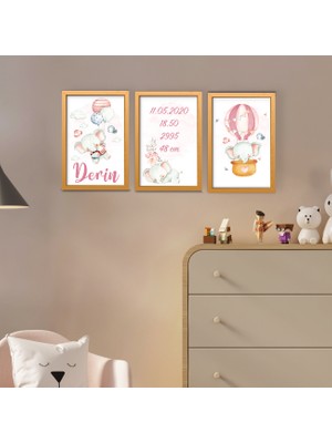 HET Concept Kişiye Özel Isimli Doğum Panosu Ahşap Set Bebek Çocuk Yatak Odası Ev Dekorasyon Model 006