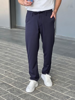 Erkek Ipli ve Beli Lastikli Jogger Chino Pantolon