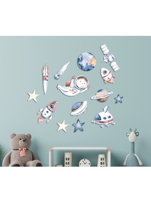 HET Concept Uzay ve Gezegen Ahşap Set Bebek Çocuk Yatak Odası Ev Dekorasyon Model 001