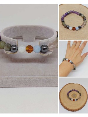 Yaşam Tohumu Kova Burcu Doğal Taş 8mm Unisex Bileklik (55730)