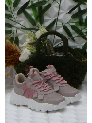 Fort Cool Verom Pudra Bağcık Görünümlü Cırtlı Sneaker  Çocuk Ayakkabı