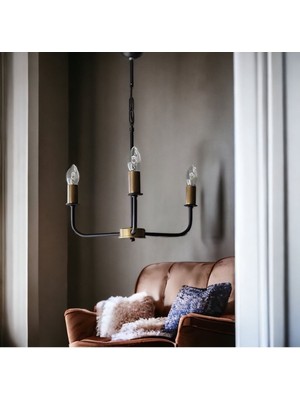 Woodhub Retro Spor Cesi Siyah 3'lü Avize